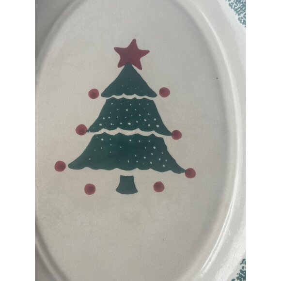 Ceramic 2-pc. Winter Holidays Christmas Tree Candle Holder and Dish Platter-READ - Picture 9 of 16